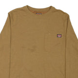 WRANGLER Mens Beige Modern T-Shirt S Long Sleeve Crew Neck Chest Pocket Button