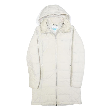 COLUMBIA Womens White Quilted Long Sleeve Zip Jacket S Polyester Warm Outdoor