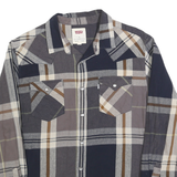 LEVI'S Mens Blue Brown Grey Checked Shirt M Cotton Blend Casual Long Sleeve