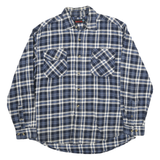 NORTH AXIS Mens Blue White Check Shirt L Casual Classic Cotton Blend Long Sleeve