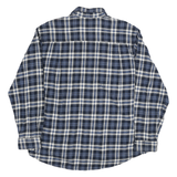 NORTH AXIS Mens Blue White Check Shirt L Casual Classic Cotton Blend Long Sleeve