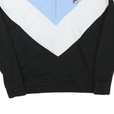 FILA Womens Blue White & Black Sweatshirt Half Zip L Sporty Retro Track Top