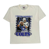 Single Stitch Indianapolis Colts Peyton Manning Joy Athletic Graphic T-Shirt - Large White Cotton