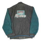 MIDWEST GARMENTS Mens Grey & Teal CPRA Button Jacket XL Polyester Varsity Retro