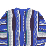 CHAPEL HILL Mens Blue 3D Textured Patterned Jumper Crew Neck Knit L Acrylic