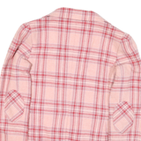 Womens Pink & Red Plaid Button Jacket S Polyester Blend Checked Cropped Stylish