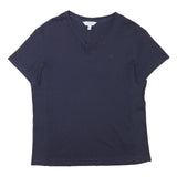 CALVIN KLEIN Womens Navy Blue V-Neck T-Shirt M Short Sleeve Classic Cotton Blend