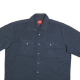 DICKIES Mens Navy Blue Work Shirt 2XL Cotton Blend Short Sleeve Button