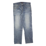 TWO BROTHERS Mens Jeans Blue Regular Straight Denim Medium W36 L30 Faded Cross