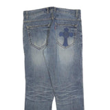 TWO BROTHERS Mens Jeans Blue Regular Straight Denim Medium W36 L30 Faded Cross