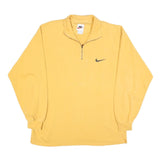 NIKE Mens Yellow 1/4 Zip Sweatshirt M Cotton Blend Pullover Casual Sportswear