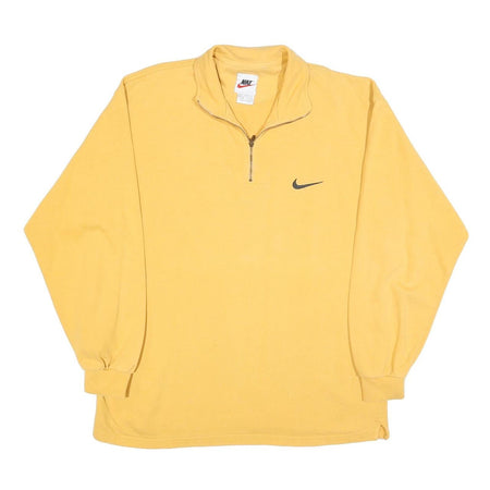 NIKE Mens Yellow 1/4 Zip Sweatshirt M Cotton Blend Pullover Casual Sportswear