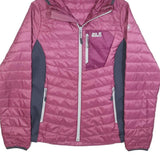 JACK WOLFSKIN Womens Pink & Grey Outdoor Jacket S Polyester Blend Quilted Hooded