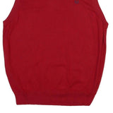 CHAPS Mens Red Patterned Jumper V-Neck Basic Knit L Sleeveless Cotton Blend