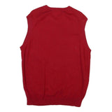 CHAPS Mens Red Patterned Jumper V-Neck Basic Knit L Sleeveless Cotton Blend
