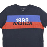 NAUTICA Mens Blue & Red Cotton Graphic T-Shirt L Short Sleeve Crew Neck