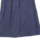 Womens Blue Denim Button Midi Cotton Blend Straight Skirt Size S Stripe Belt