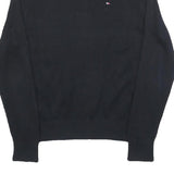 TOMMY HILFIGER Mens Black Plain Cotton Pullover Crew Neck Basic Knit S Jumper