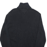 TOMMY HILFIGER Mens Black Plain Cotton Pullover Crew Neck Basic Knit S Jumper