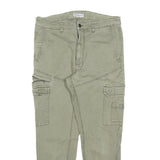 PULL & BEAR Womens Cotton Blend Slim Cargo Trousers Green W32 L27