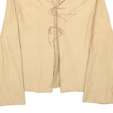 LOI COF OUE Womens Beige Long Sleeve Shirt M Tie Front Casual