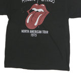 THE ROLLING STONES Mens Black L North American Tour 1975 Graphic T-Shirt Short