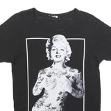 Womens Black Marilyn Graphic T-Shirt M Short Sleeve Crew Neck Tattoo Print