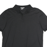 CALVIN KLEIN Mens Black Fine Stripe Short Sleeve Polo Shirt XL Cotton
