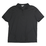 CALVIN KLEIN Mens Black Fine Stripe Short Sleeve Polo Shirt XL Cotton