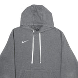 NIKE Mens Grey Hoodie L Cotton Blend Pullover Sports Sweatshirt