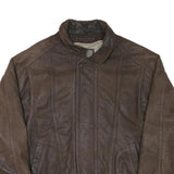 WILSON LEATHER Mens Brown Leather Bomber XL Leather Jacket Zip Plain Casual
