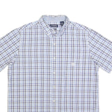 CHAPS Mens Blue & White Check Shirt L Cotton Blend Casual Button Down