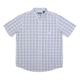 CHAPS Mens Blue & White Check Shirt L Cotton Blend Casual Button Down