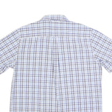 CHAPS Mens Blue & White Check Shirt L Cotton Blend Casual Button Down