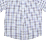 CHAPS Mens Blue & White Check Shirt L Cotton Blend Casual Button Down