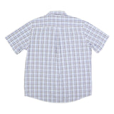 CHAPS Mens Blue & White Check Shirt L Cotton Blend Casual Button Down