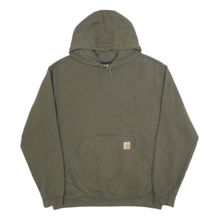 CARHARTT Mens Olive Hoodie L Cotton Pullover Workwear Casual Streetwear