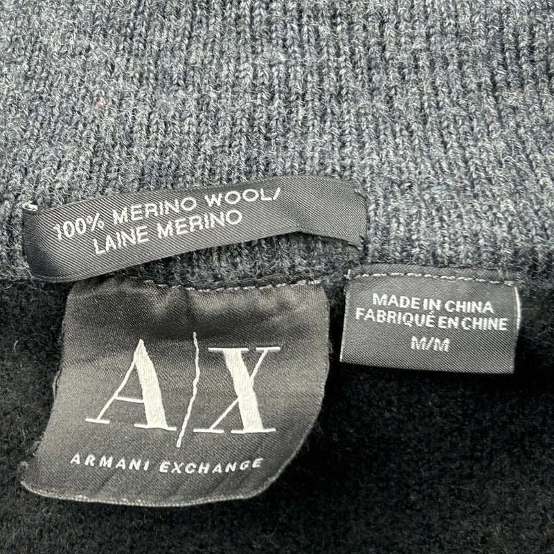 Armani Exchange Zip Up - Medium Black Merino Wool