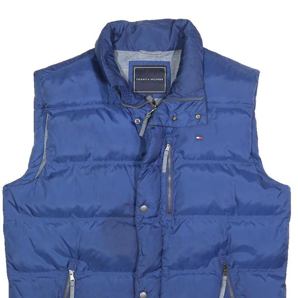 TOMMY HILFIGER Mens Blue L Puffer Jacket Polyester Blend Zip Pocketed