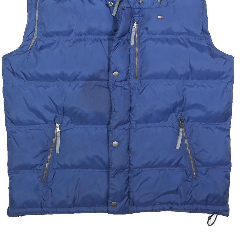 TOMMY HILFIGER Mens Blue L Puffer Jacket Polyester Blend Zip Pocketed