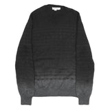 CALVIN KLEIN Mens Black & Grey Patterned Wool Blend Jumper Crew Neck Tight Knit