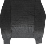 CALVIN KLEIN Mens Black & Grey Patterned Wool Blend Jumper Crew Neck Tight Knit