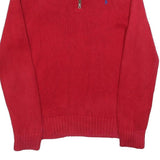 POLO RALPH LAUREN Boys Red Plain Cotton Jumper Half Zip Basic Knit XL Casual
