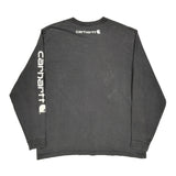 Original Fit Carhartt Spellout Long Sleeve T-Shirt - Large Grey Cotton