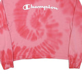 CHAMPION Womens Pink Tie Dye Crew Neck L Cotton Blend Casual Sweatshirt