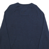CALVIN KLEIN Mens Blue Plain Wool V-Neck Basic Knit XL Jumper Pullover