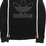 ADIDAS Womens Black Velvet Crew Neck UK 8 Sweatshirt Retro Logo Classic Fit