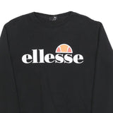 ELLESSE Womens Black Sweatshirt Crew Neck UK 12 Cotton Blend Pullover