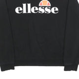 ELLESSE Womens Black Sweatshirt Crew Neck UK 12 Cotton Blend Pullover