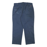 DICKIES Mens Regular Blue Cotton Blend Zip Trousers W36 L28 Classic Straight